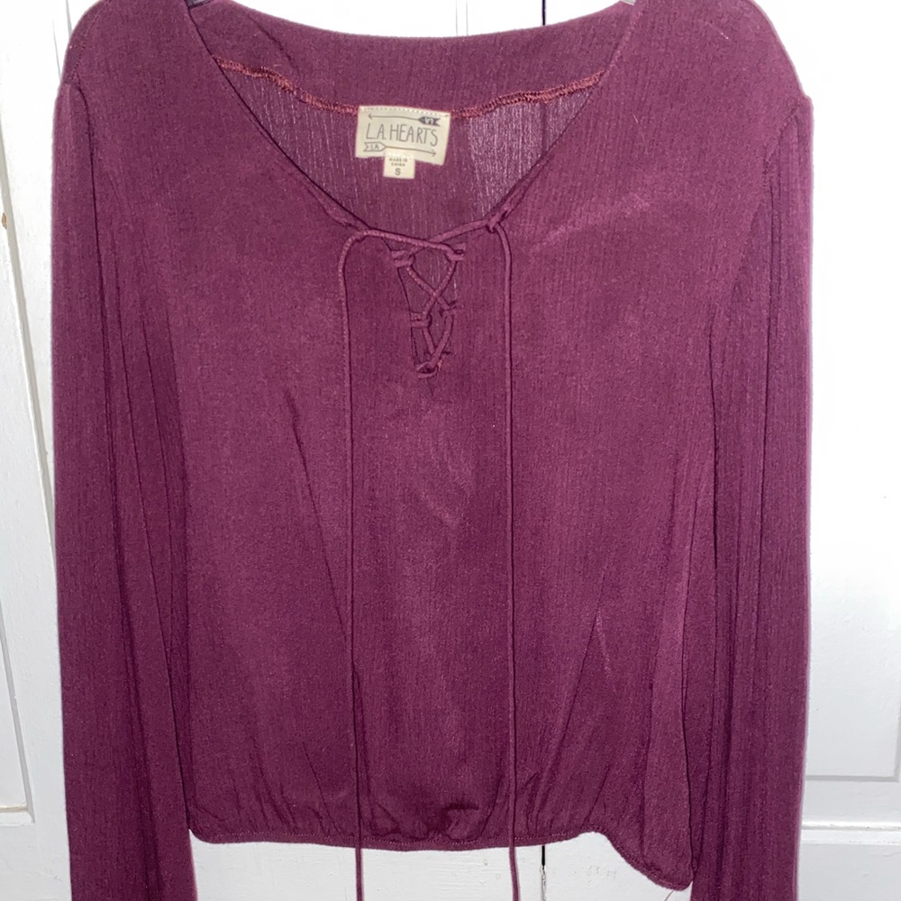 Pacsun maroon criss- cross blouse